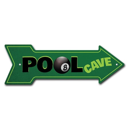 Pool Cave Arrow Sign Funny Home Decor 30in Wide